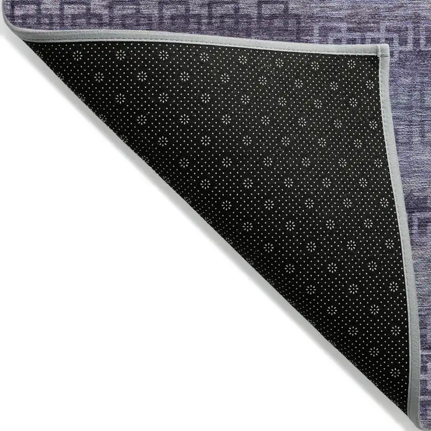 8' Plum And Lavender Round Striped Washable Indoor Outdoor Area Rug Photo 9