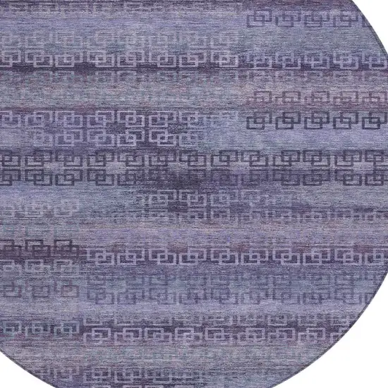 8' Plum And Lavender Round Striped Washable Indoor Outdoor Area Rug Photo 4