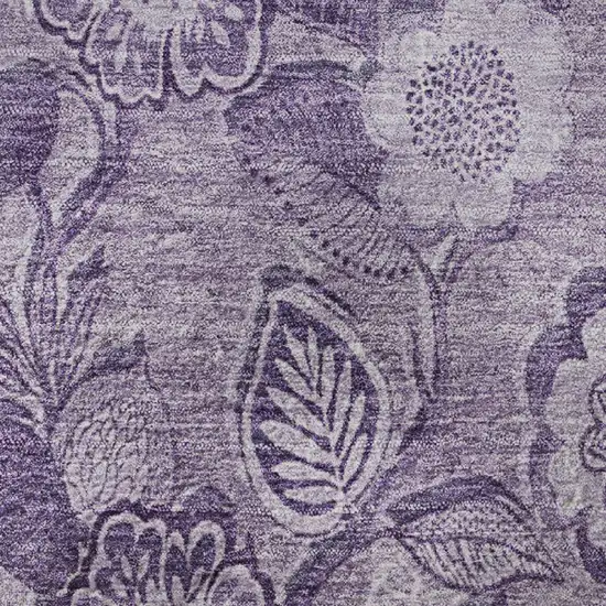 8' Plum And Purple Floral Washable Round Rug With UV Protection Photo 9