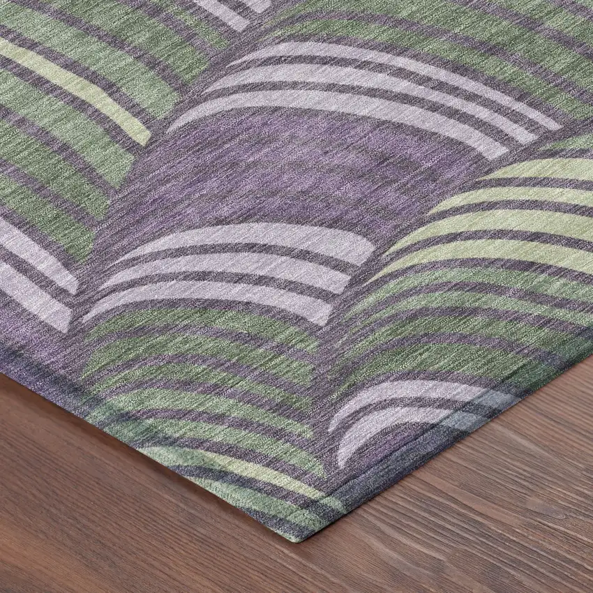 8' Plum And Purple Round Abstract Washable Indoor Outdoor Area Rug Photo 6
