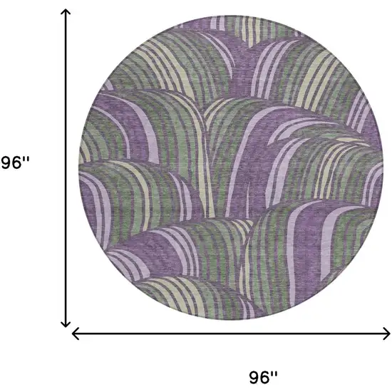 8' Plum And Purple Round Abstract Washable Indoor Outdoor Area Rug Photo 8