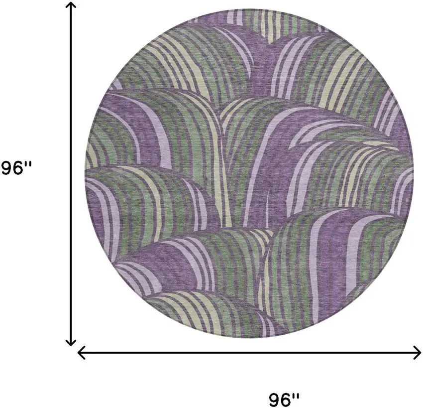 8' Plum And Purple Round Abstract Washable Indoor Outdoor Area Rug Photo 8