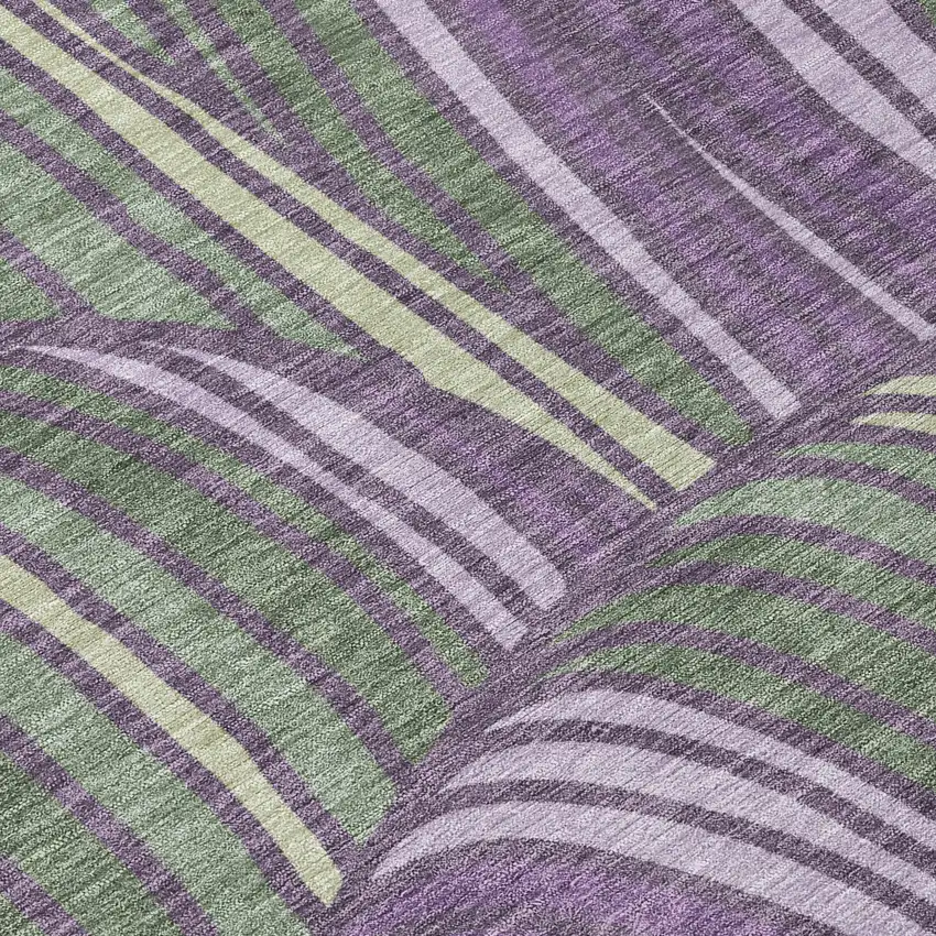 8' Plum And Purple Round Abstract Washable Indoor Outdoor Area Rug Photo 7