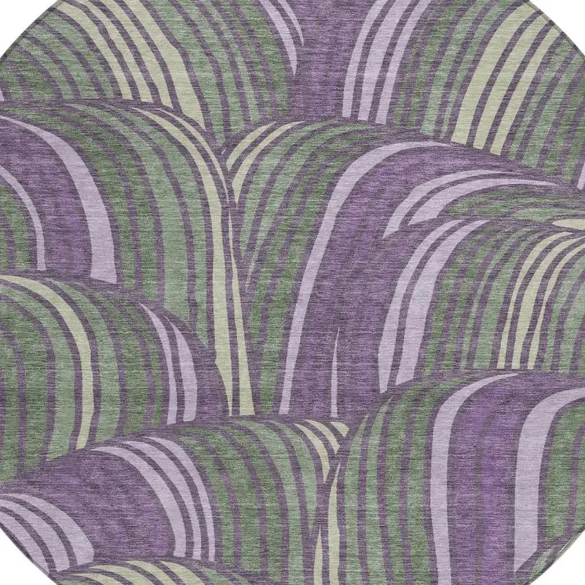 8' Plum And Purple Round Abstract Washable Indoor Outdoor Area Rug Photo 2