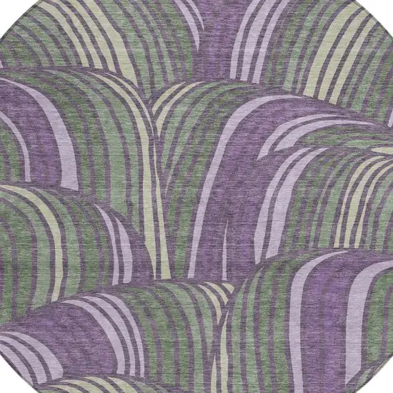 8' Plum And Purple Round Abstract Washable Indoor Outdoor Area Rug Photo 2
