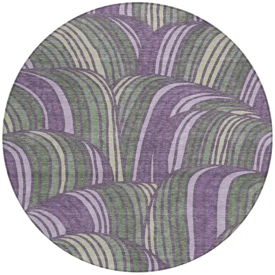 8' Plum And Purple Round Abstract Washable Indoor Outdoor Area Rug Photo 3