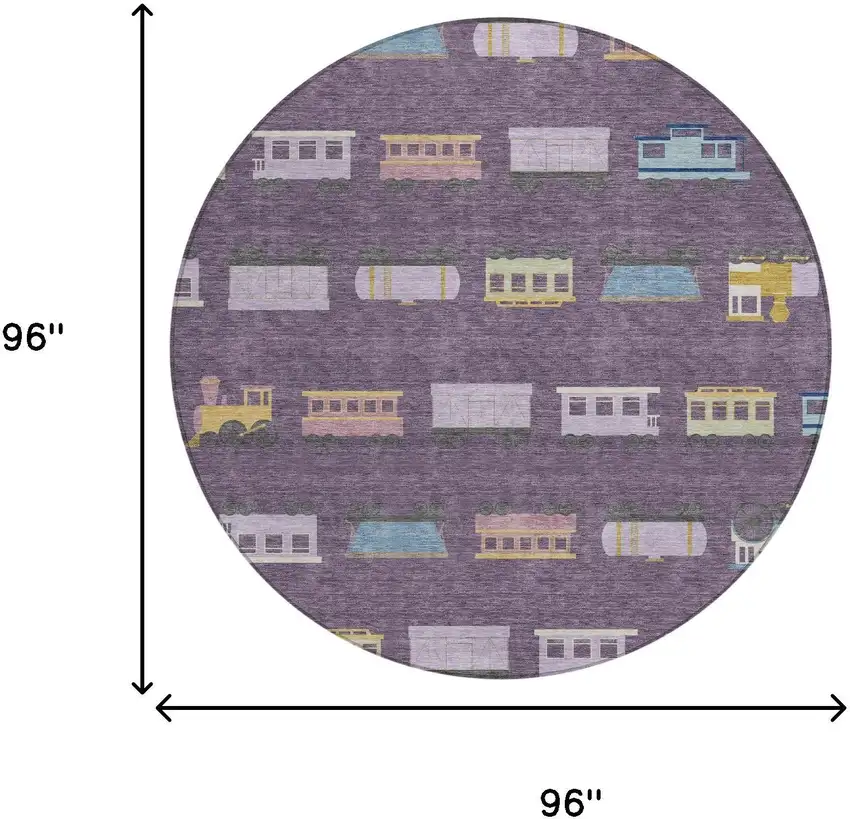 8' Plum And Purple Round Abstract Washable Indoor Outdoor Area Rug Photo 6
