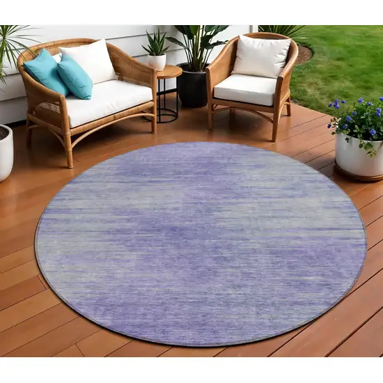 8' Plum And Purple Round Abstract Washable Indoor Outdoor Area Rug Photo 1