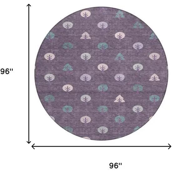 8' Plum And Purple Round Geometric Washable Indoor Outdoor Area Rug Photo 7