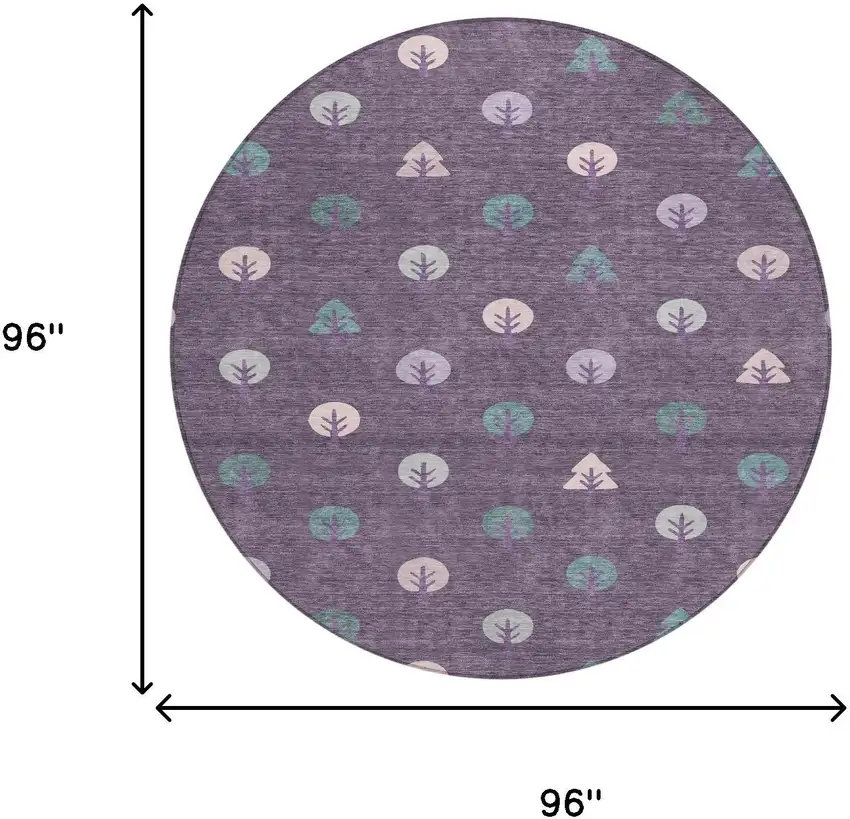 8' Plum And Purple Round Geometric Washable Indoor Outdoor Area Rug Photo 7