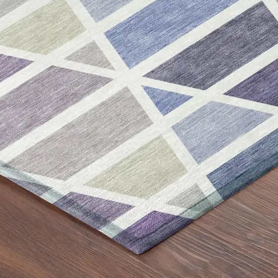 8' Plum And Purple Round Geometric Washable Indoor Outdoor Area Rug Photo 5