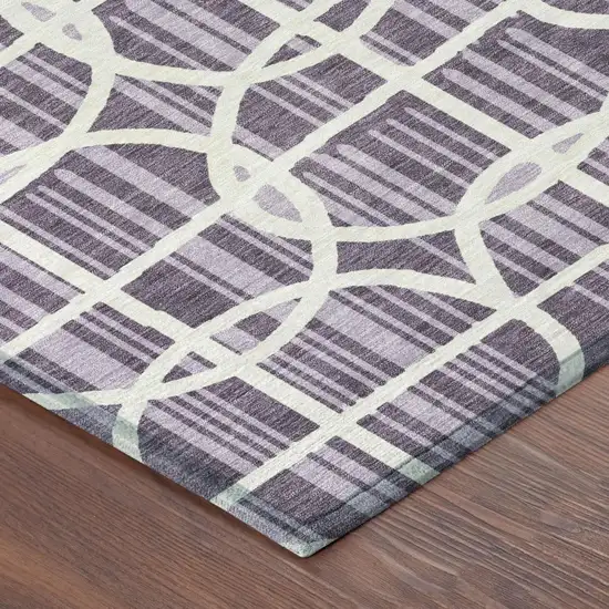 8' Plum And Purple Round Geometric Washable Indoor Outdoor Area Rug Photo 3