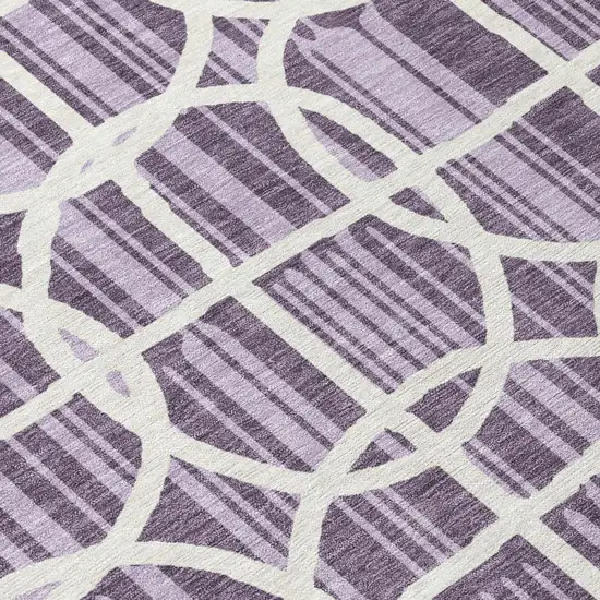 8' Plum And Purple Round Geometric Washable Indoor Outdoor Area Rug Photo 4