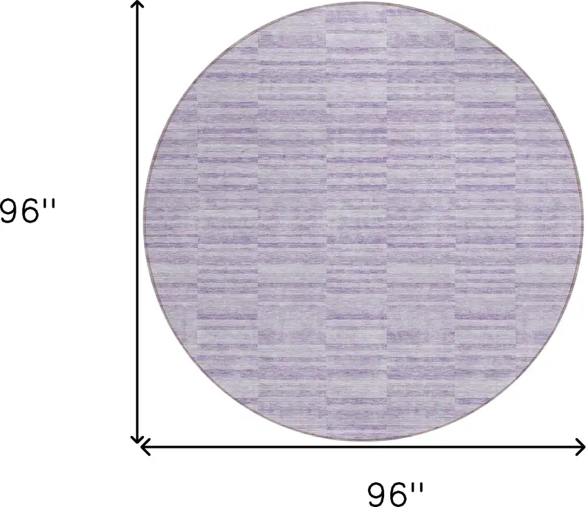 8' Plum And Purple Round Striped Washable Indoor Outdoor Area Rug Photo 3