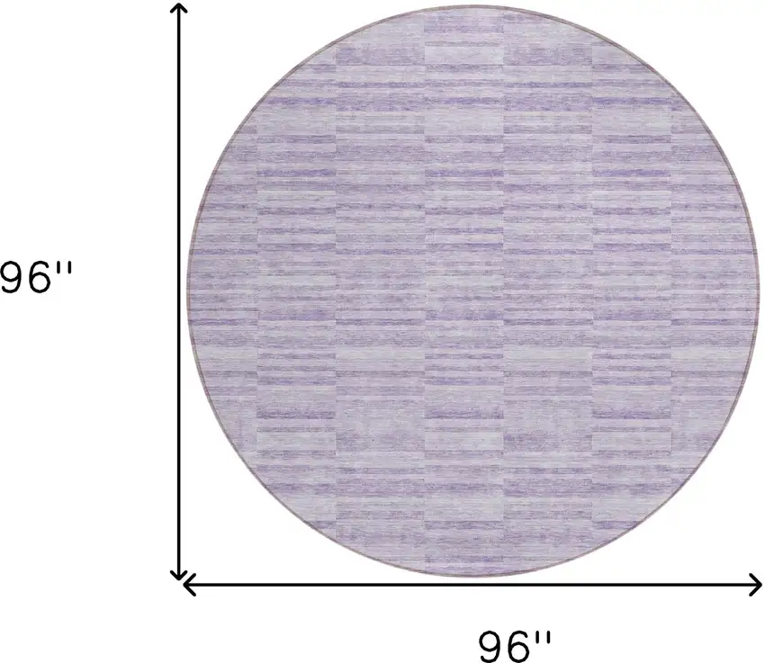 8' Plum And Purple Round Striped Washable Indoor Outdoor Area Rug Photo 3