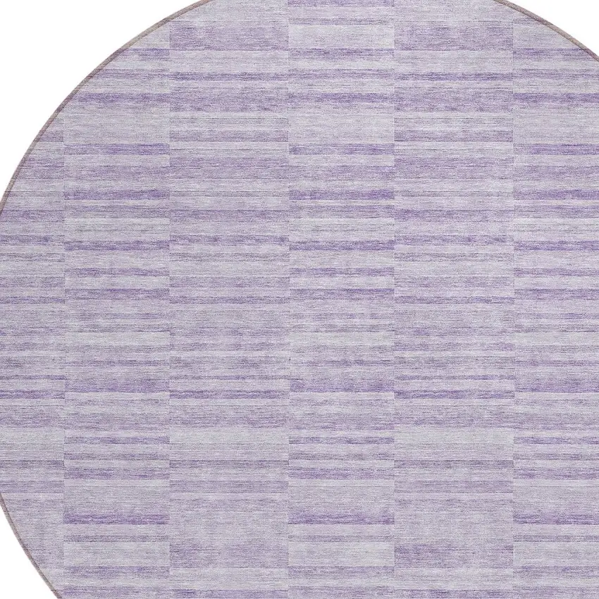 8' Plum And Purple Round Striped Washable Indoor Outdoor Area Rug Photo 4