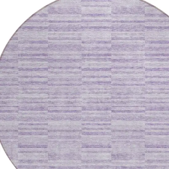 8' Plum And Purple Round Striped Washable Indoor Outdoor Area Rug Photo 4