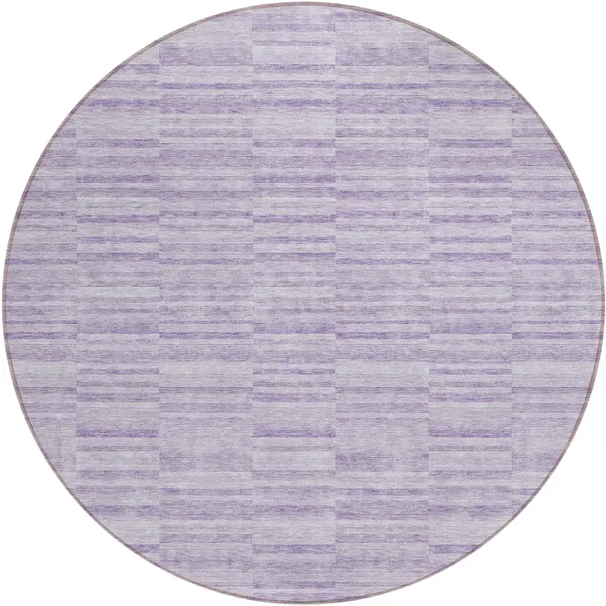 8' Plum And Purple Round Striped Washable Indoor Outdoor Area Rug Photo 2