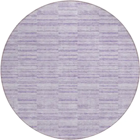 8' Plum And Purple Round Striped Washable Indoor Outdoor Area Rug Photo 2