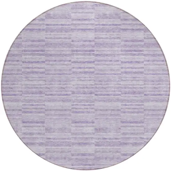 8' Plum And Purple Round Striped Washable Indoor Outdoor Area Rug Photo 2