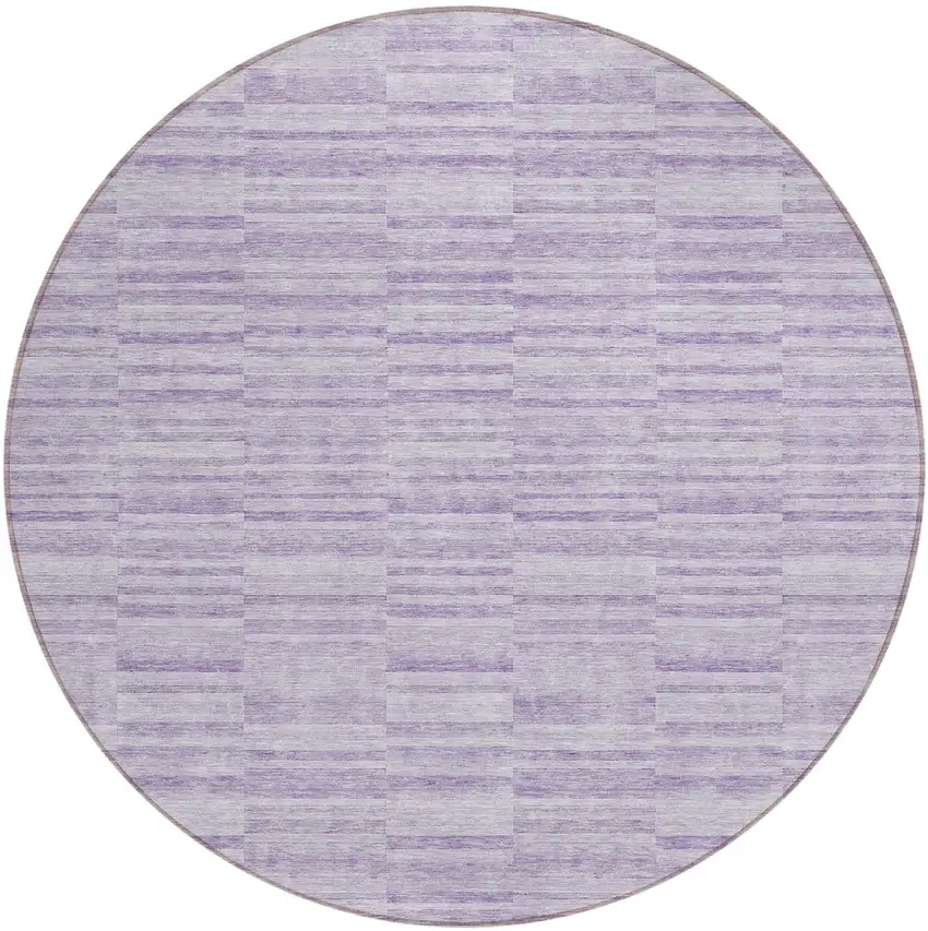 8' Plum And Purple Round Striped Washable Indoor Outdoor Area Rug Photo 2