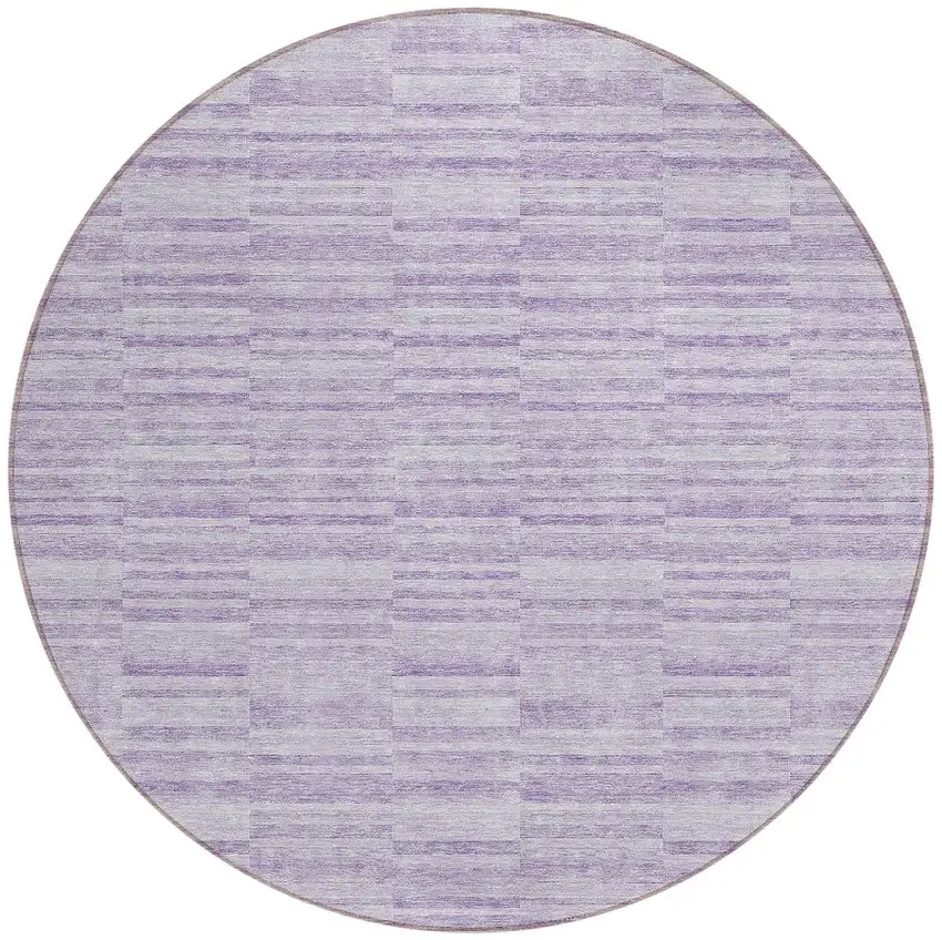 8' Plum And Purple Round Striped Washable Indoor Outdoor Area Rug Photo 5