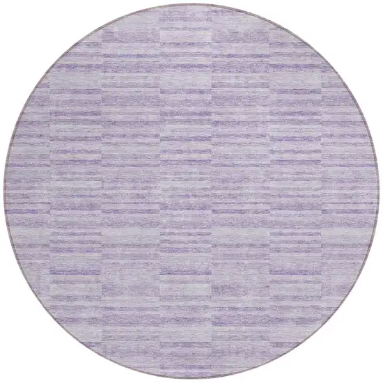 8' Plum And Purple Round Striped Washable Indoor Outdoor Area Rug Photo 5