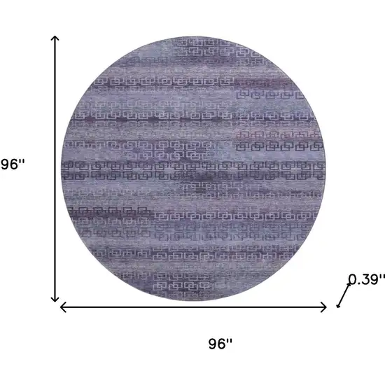 8' Plum And Purple Striped Washable Round Rug With UV Protection Photo 8
