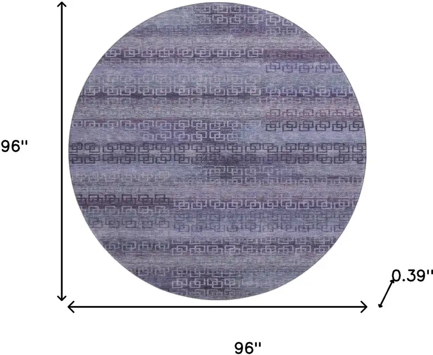 8' Plum And Purple Striped Washable Round Rug With UV Protection Photo 8