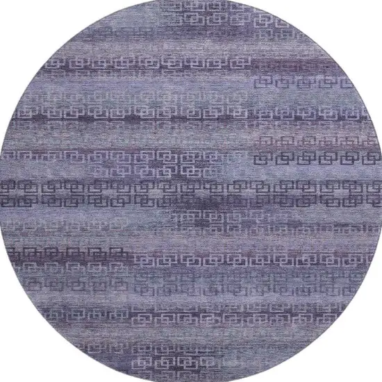 8' Plum And Purple Striped Washable Round Rug With UV Protection Photo 4