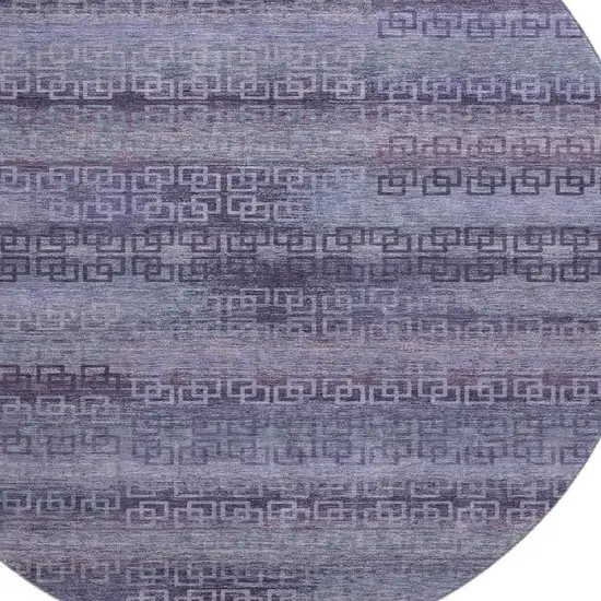 8' Plum And Purple Striped Washable Round Rug With UV Protection Photo 3