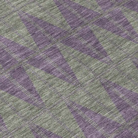 8' Plum And Sage Round Geometric Washable Indoor Outdoor Area Rug Photo 9