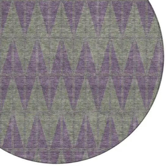 8' Plum And Sage Round Geometric Washable Indoor Outdoor Area Rug Photo 2