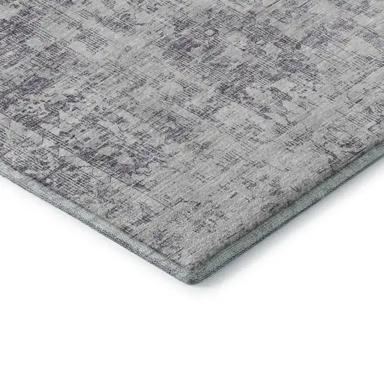 8' Plum And Silver Oriental Washable Area Rug With UV Protection Photo 7