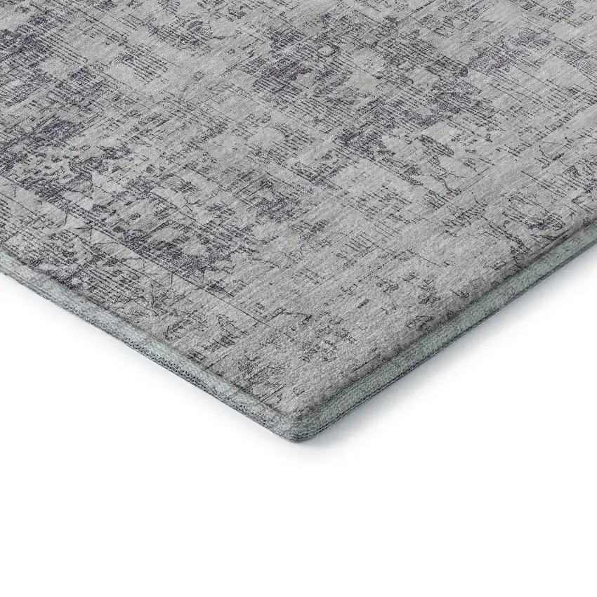 8' Plum And Silver Oriental Washable Area Rug With UV Protection Photo 7