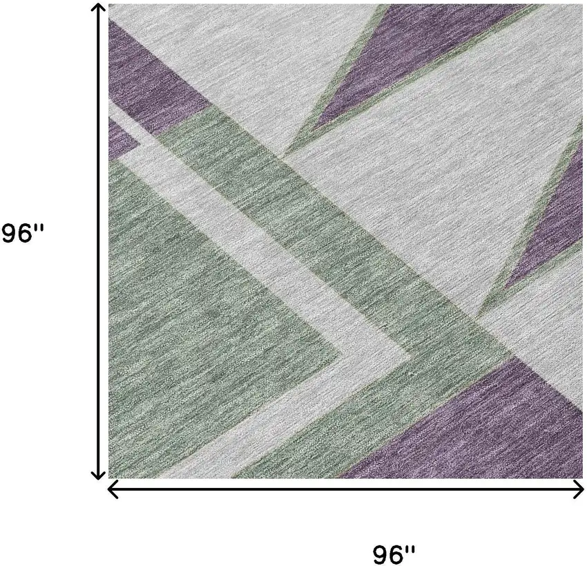 8' Plum And Silver Round Geometric Washable Indoor Outdoor Area Rug Photo 6