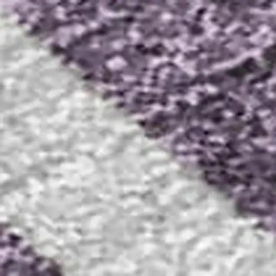 8' Plum And Silver Round Geometric Washable Indoor Outdoor Area Rug Photo 1