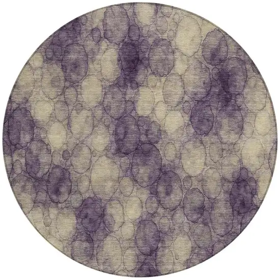 8' Plum And Wheat Round Abstract Washable Indoor Outdoor Area Rug Photo 3