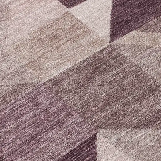 8' Plum And Wheat Round Geometric Washable Indoor Outdoor Area Rug Photo 8