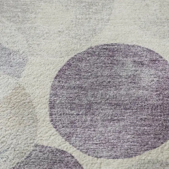 8' Plum Beige And Blue Geometric Washable Round Rug With UV Protection Photo 9