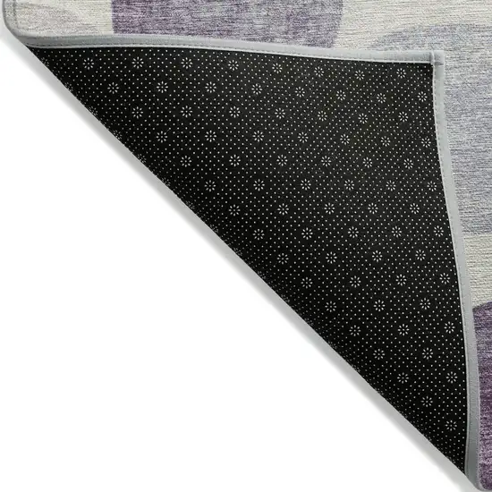 8' Plum Beige And Denim Blue Round Geometric Washable Indoor Outdoor Area Rug Photo 5