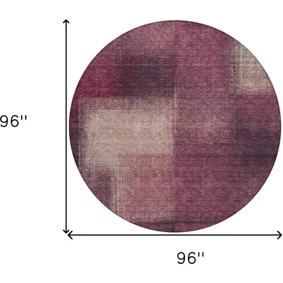 8' Plum Mauve And Beige Round Abstract Washable Indoor Outdoor Area Rug Photo 8