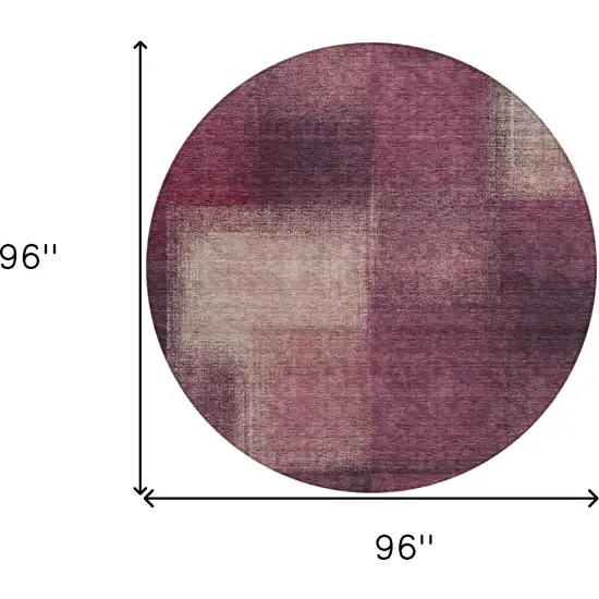 8' Plum Mauve And Beige Round Abstract Washable Indoor Outdoor Area Rug Photo 8
