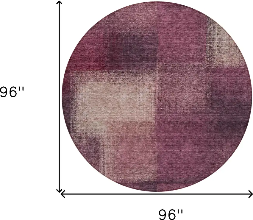 8' Plum Mauve And Beige Round Abstract Washable Indoor Outdoor Area Rug Photo 8