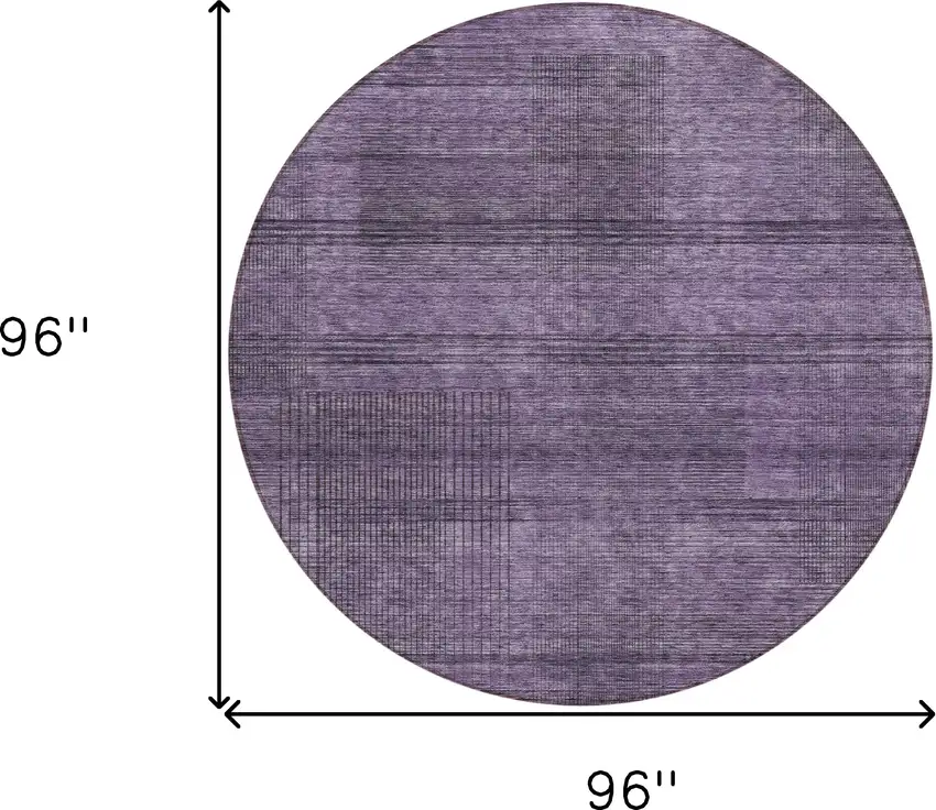 8' Plum Purple And Gray Round Striped Washable Indoor Outdoor Area Rug Photo 3