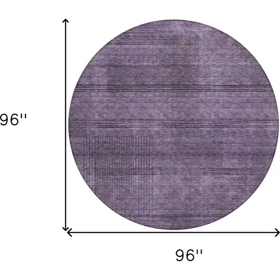 8' Plum Purple And Gray Round Striped Washable Indoor Outdoor Area Rug Photo 3