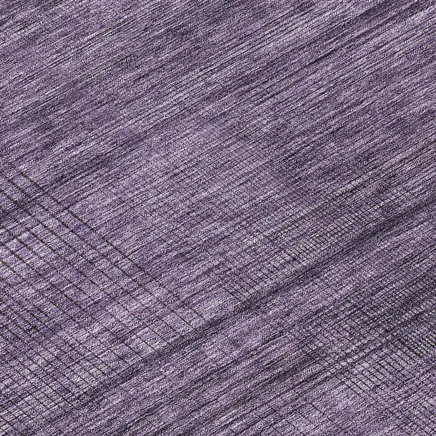 8' Plum Purple And Gray Round Striped Washable Indoor Outdoor Area Rug Photo 7