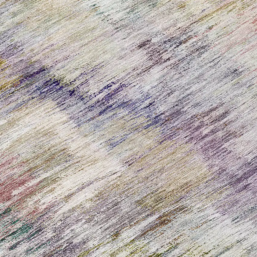 8' Plum Purple And Ivory Round Abstract Washable Indoor Outdoor Area Rug Photo 8