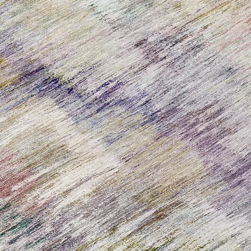 8' Plum Purple And Ivory Round Abstract Washable Indoor Outdoor Area Rug Photo 8