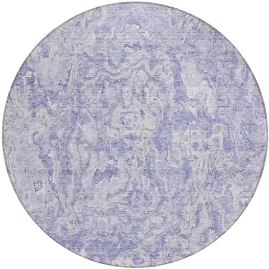 8' Plum Purple And Lavender Round Abstract Washable Indoor Outdoor Area Rug Photo 2